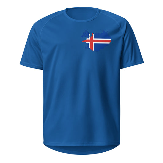 Island Sauf Trikot Vorderseite in Dunkelblau – mit Flagge