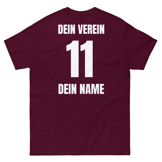 Team-Shirt Rückseite in Braun – mit Vereinsname, Nummer und Spielername