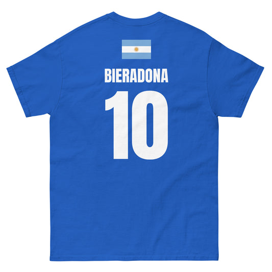 Argentinien Sauf T-Shirt Rückseite in Dunkelblau – Name Bieradona Nr. 10