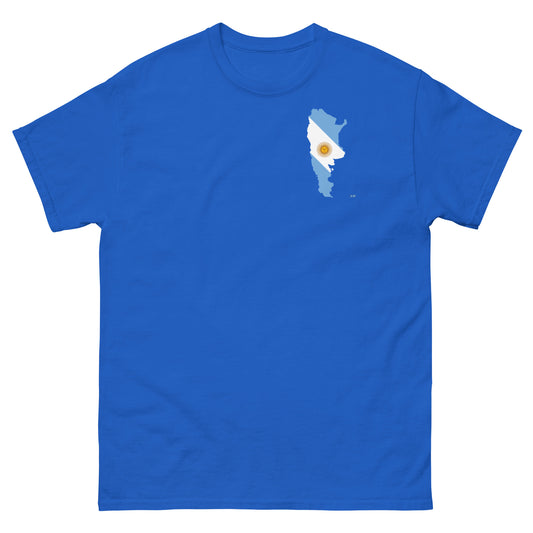 Argentinien Sauf T-Shirt Vorderseite in Dunkelblau – mit Flagge
