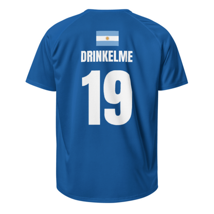 Argentinien Sauf Trikot Rückseite in Dunkelblau – Name Drinkelme Nr. 19