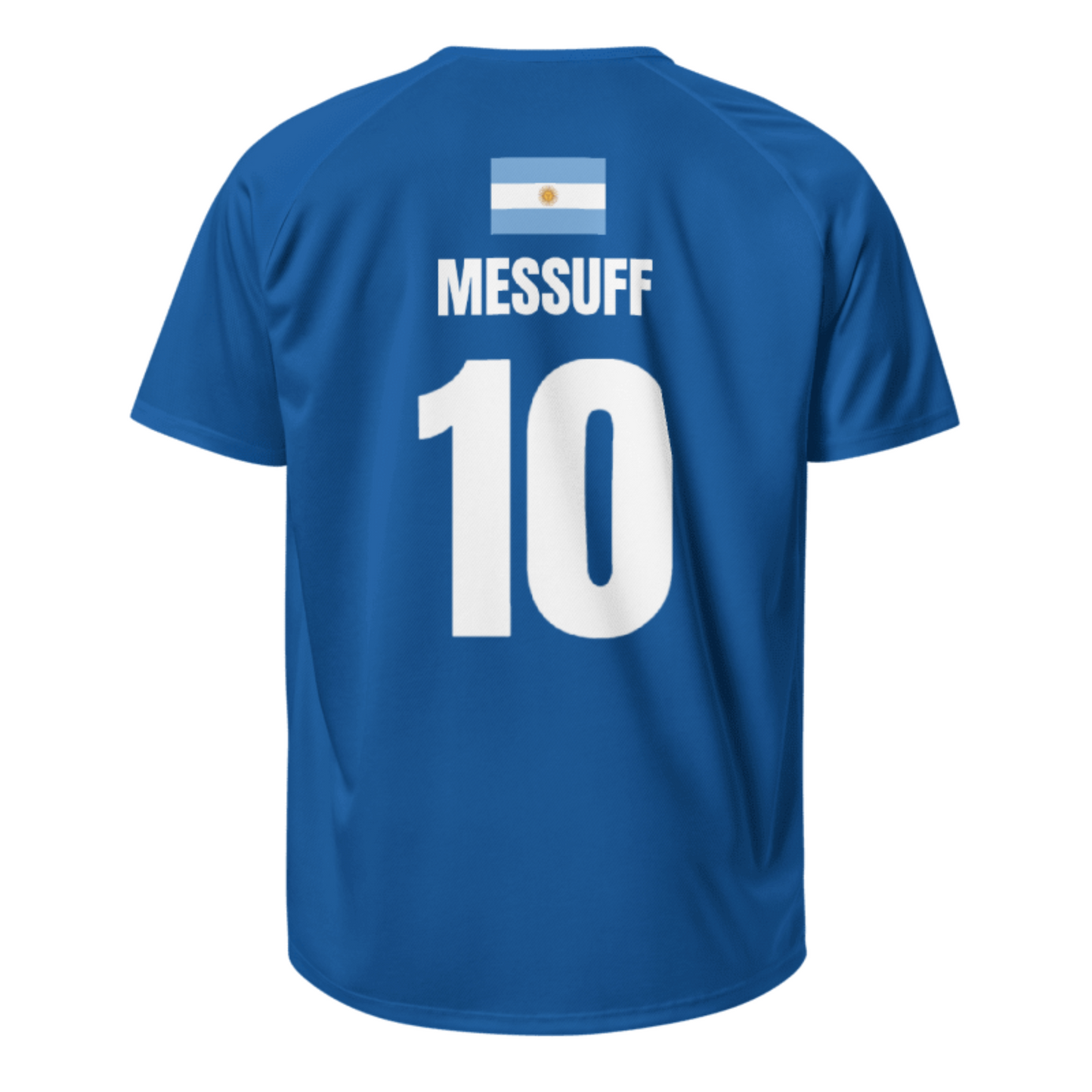 Argentinien Sauf Trikot Rückseite in Dunkelblau – Name Messuff Nr. 10