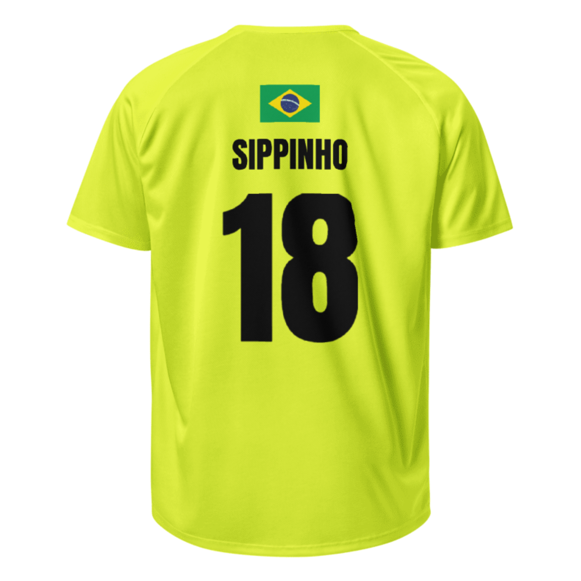 Brasilien Sauf Trikot Rückseite in Gelb – Name Sippinho Nr. 18