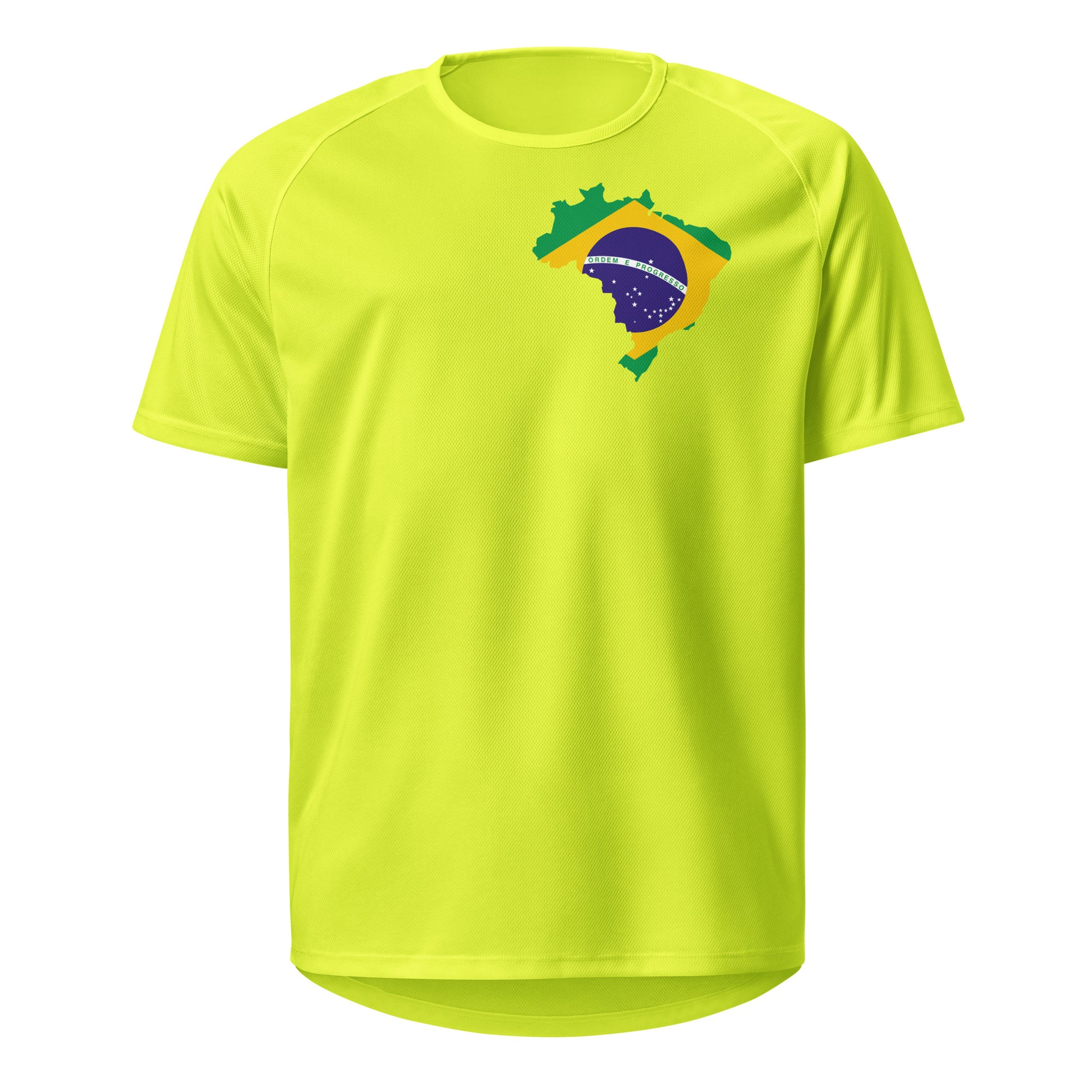 Brasilien Sauf Trikot Vorderseite in Gelb – mit Flagge