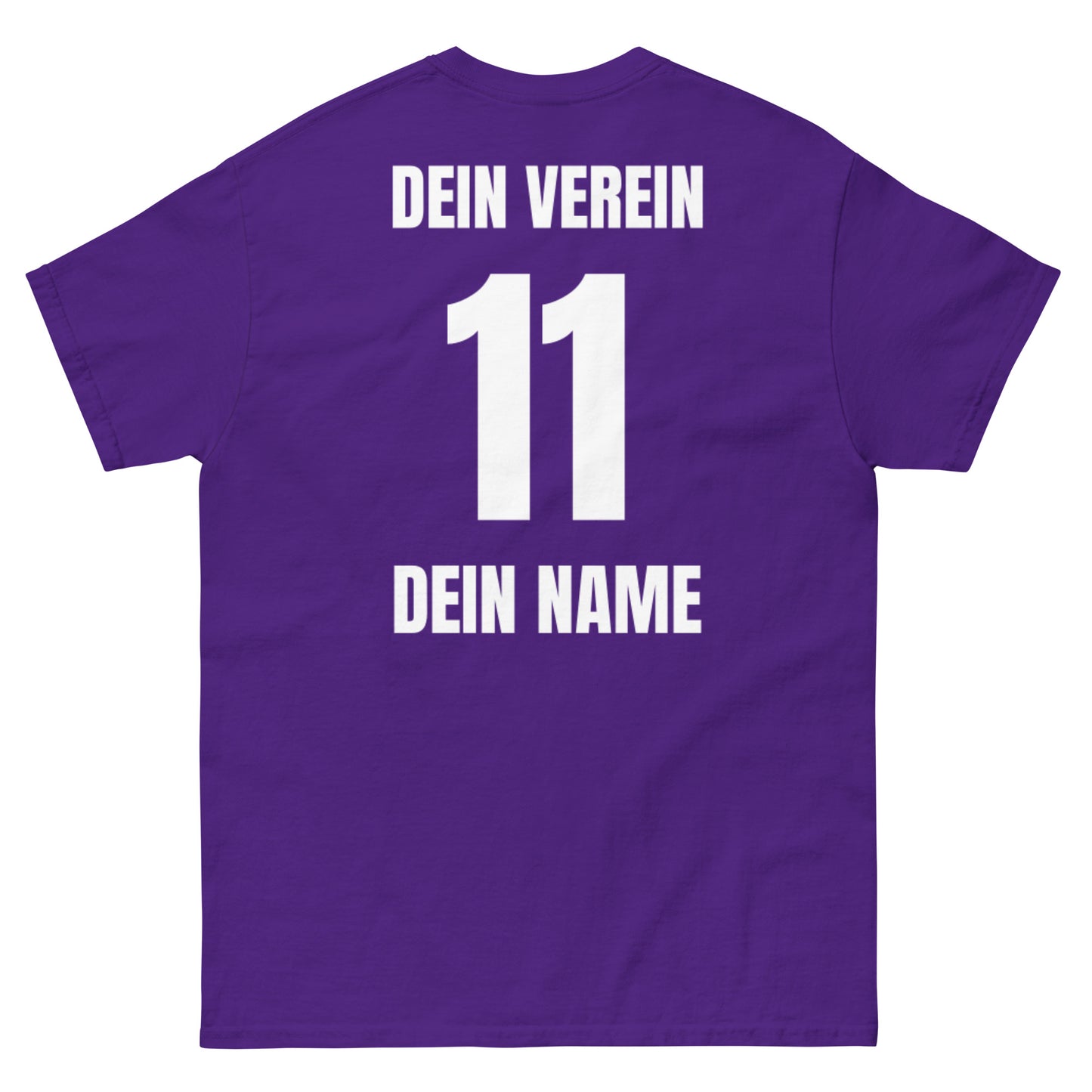 Fun-Shirt Rückseite in Lila – mit Vereinsname, Nummer und Spielername