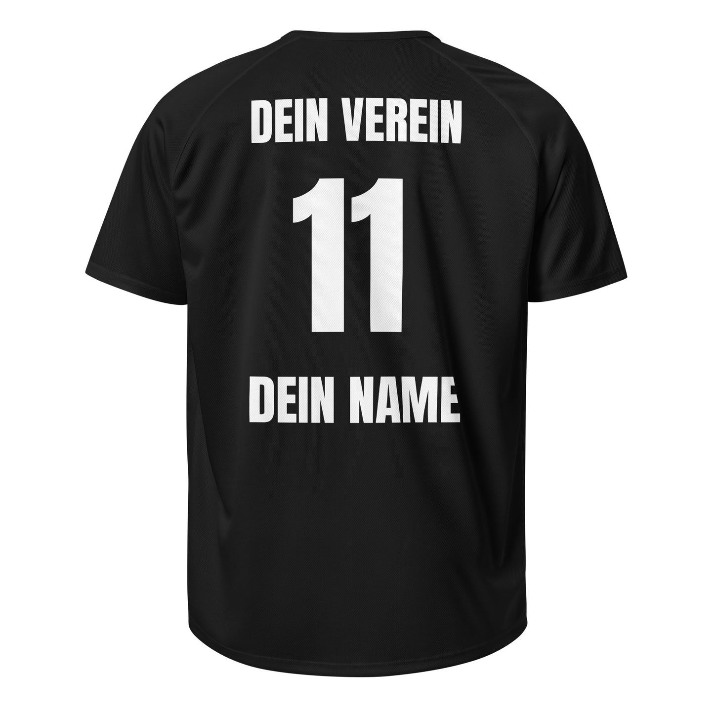 Gerümpelturnier-Trikot Rückseite in Schwarz – mit Vereinsname, Nummer und Spielername