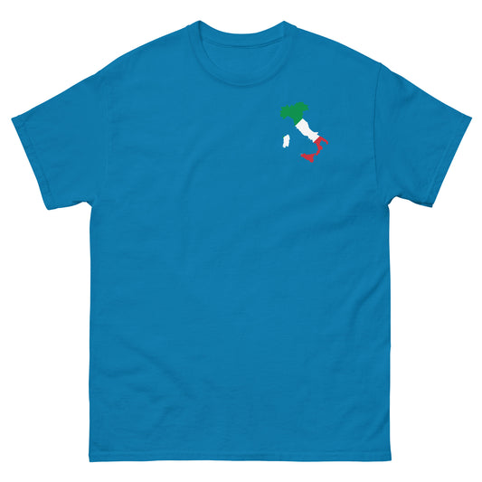 Italien Sauf T-Shirt Vorderseite in Hellblau – mit Flagge
