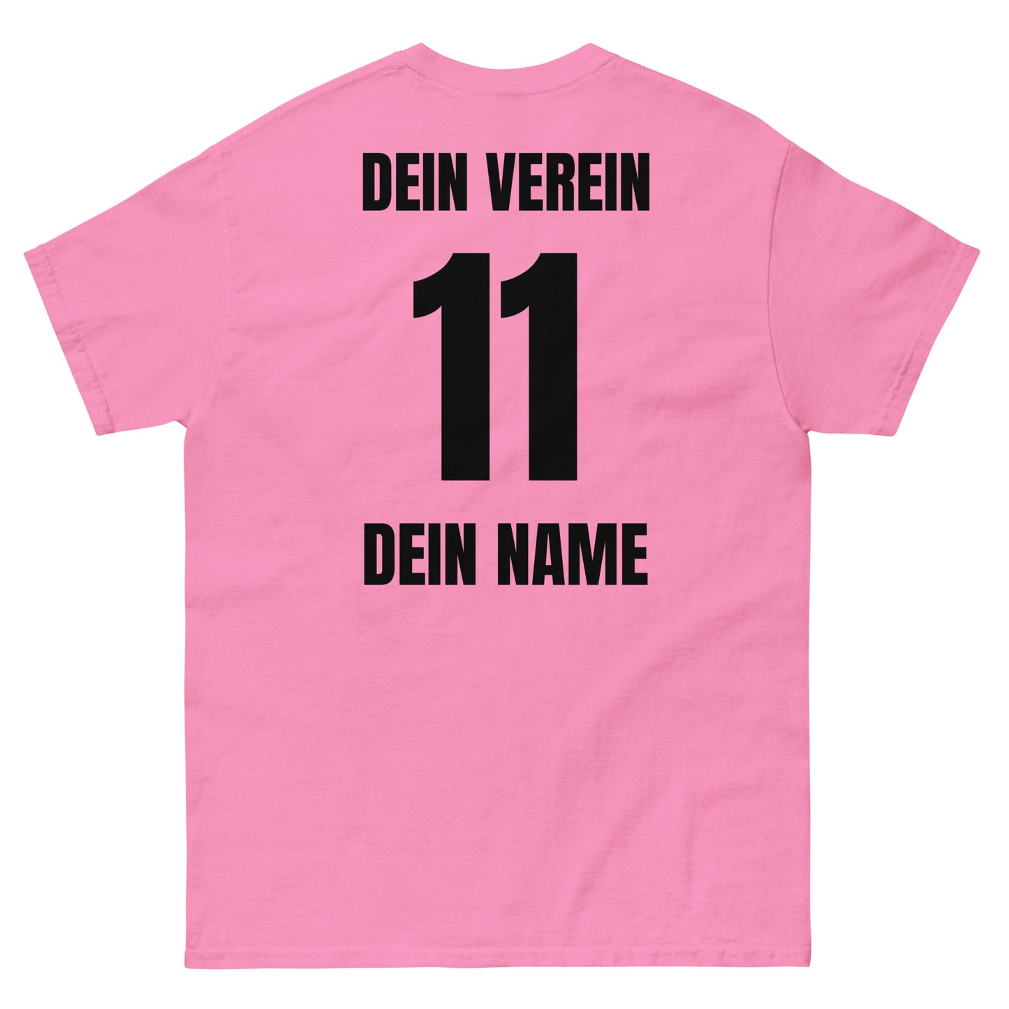 JGA-Shirt Rückseite in Rosa – mit Vereinsname, Nummer und Spielername
