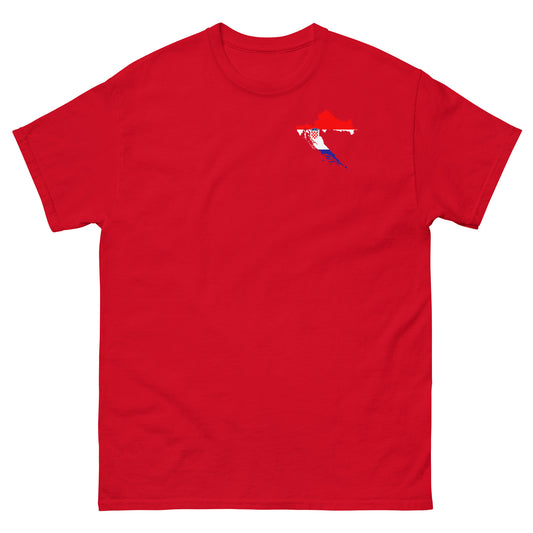 Kroatien Sauf T-Shirt Vorderseite in Rot – mit Flagge