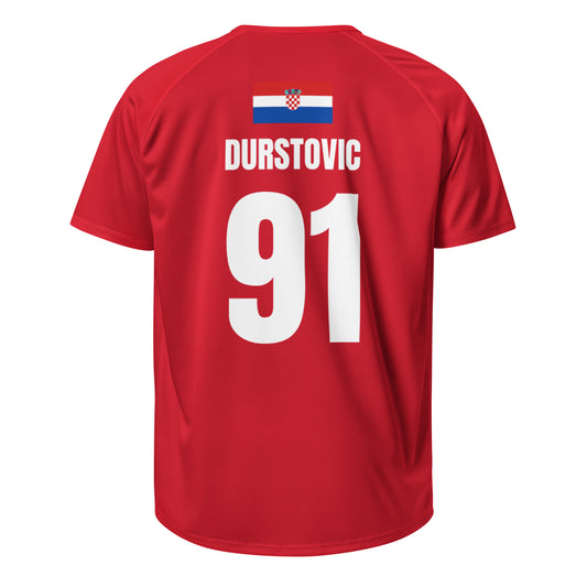 Kroatien Sauf Trikot Rückseite in Rot – Name Durstovic Nr. 91