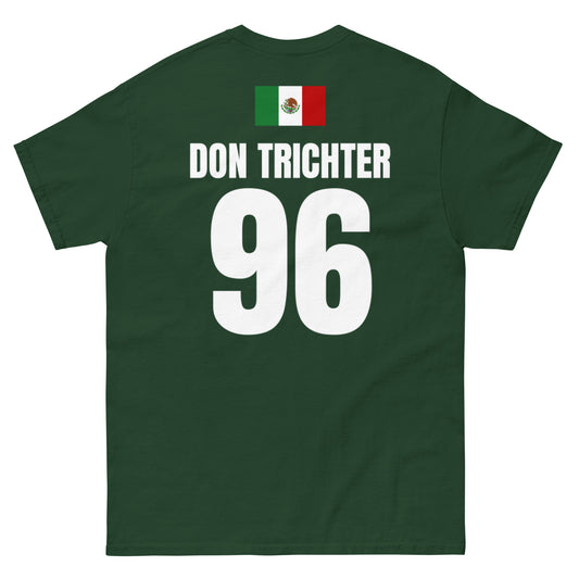 Mexiko Sauf T-Shirt in Dunkelgrün – Rückseite mit Name Don Trichter Nr. 96