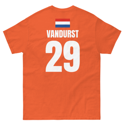 Niederlande Sauf T-Shirt Rückseite in Orange – Name VanDurst Nr. 29