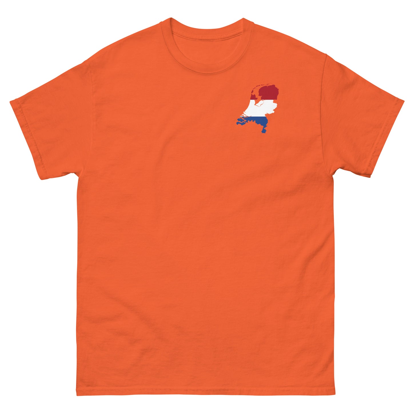 Niederlande Sauf T-Shirt Vorderseite in Orange – mit Flagge