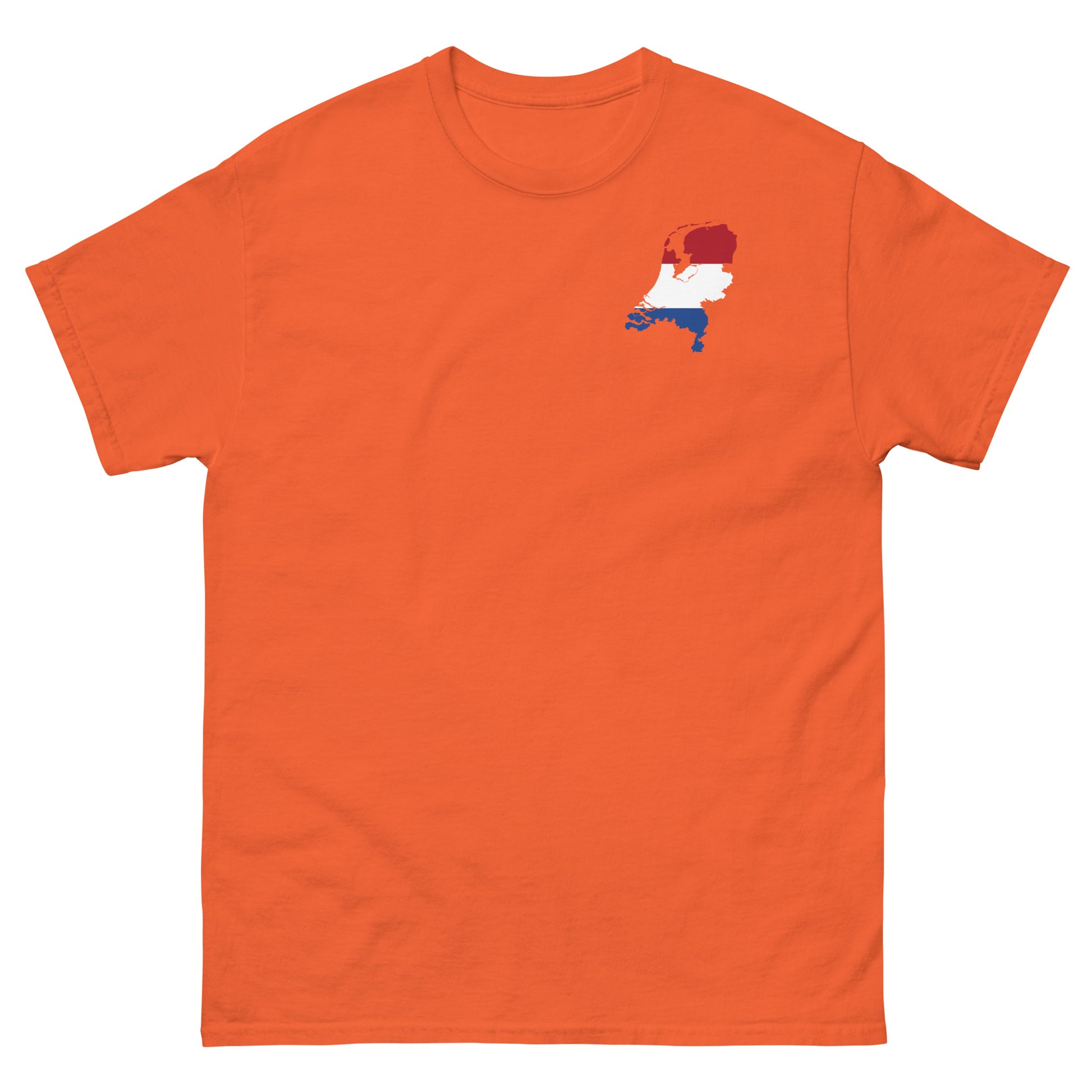 Niederlande Sauf T-Shirt Vorderseite in Orange – mit Flagge