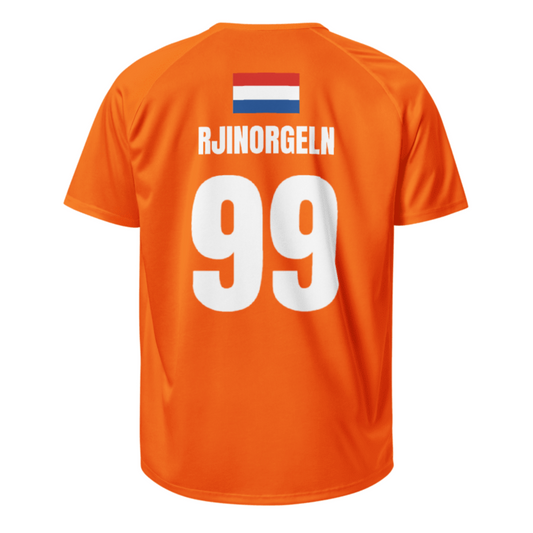 Niederlande Sauf Trikot Rückseite in Orange – Name Rjinorgeln Nr. 99