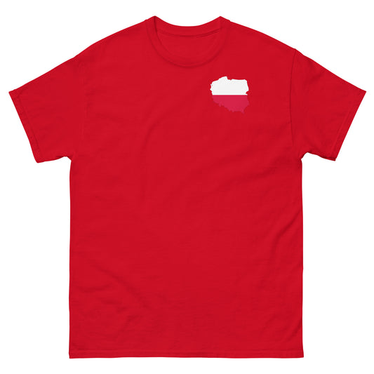 Polen Sauf T-Shirt Vorderseite in Rot – mit Flagge