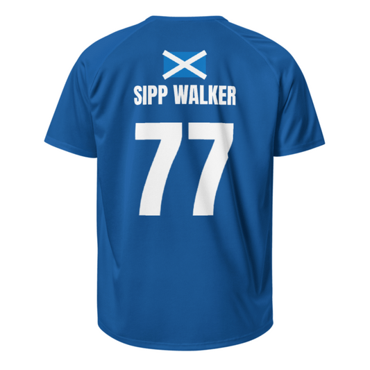 Schottland Sauf Trikot Rückseite in Dunkelblau – Name Sipp Walker Nr. 77
