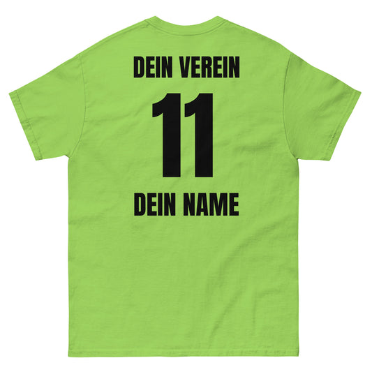 Team-Shirt Rückseite in Grün – mit Vereinsname, Nummer und Spielername